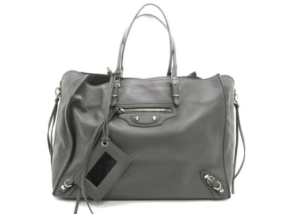 Balenciaga tote bag paper gray leather